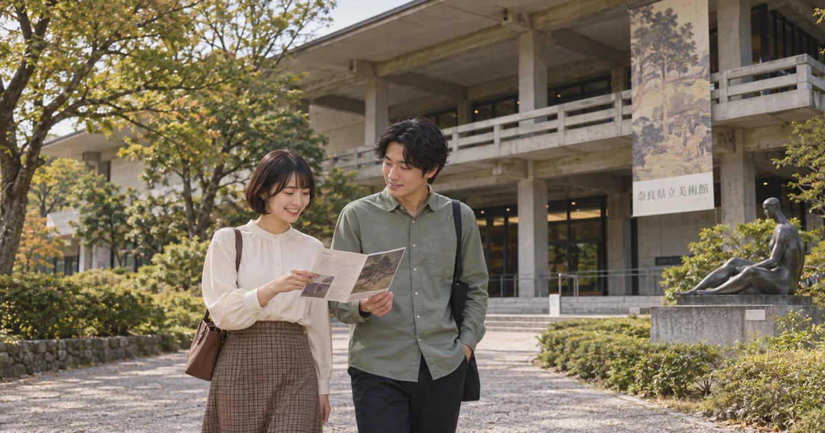 奈良県立美術館でデートを楽しむふたりをイメージしたAI画像