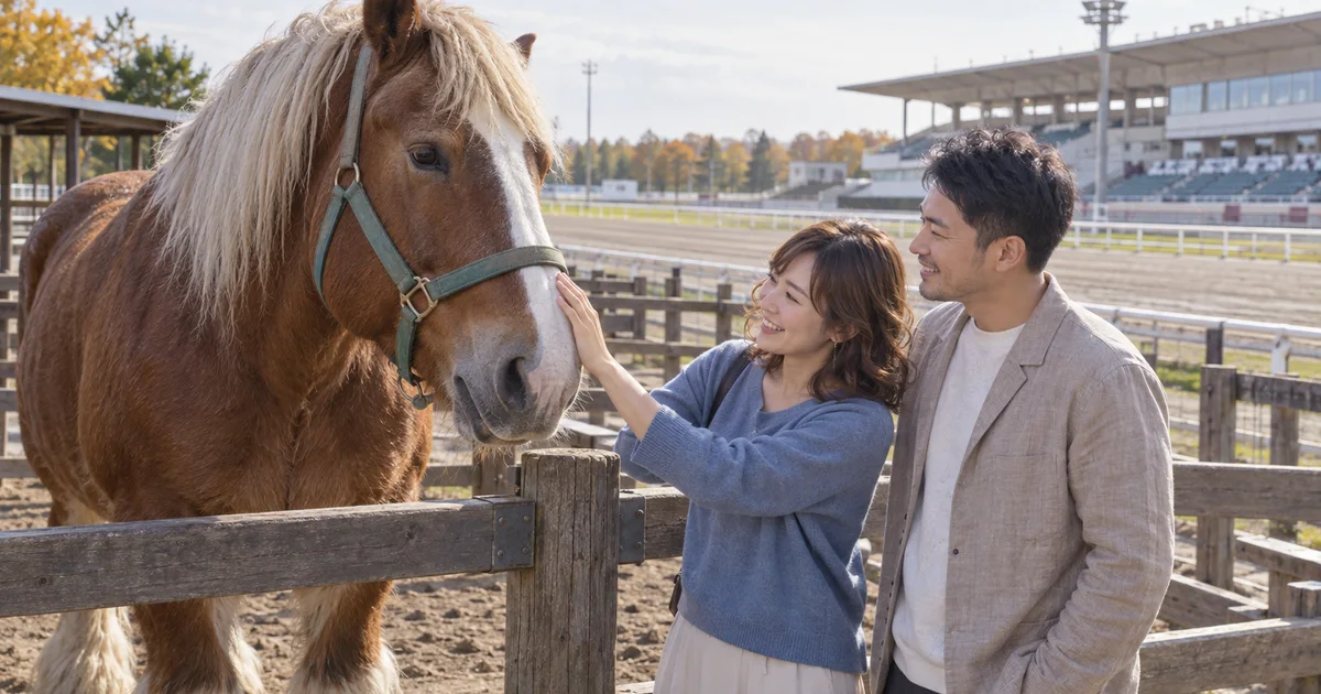 帯広競馬場でデートを楽しむふたりをイメージしたAI画像