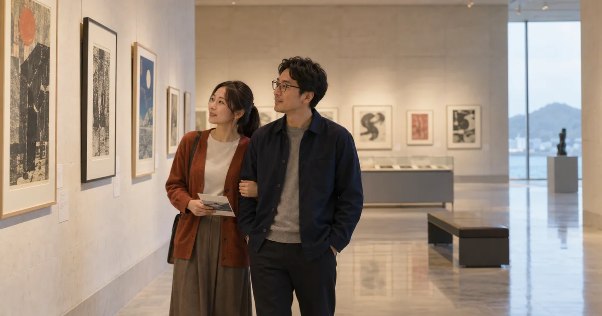 和歌山県立近代美術館でデートを楽しむふたりをイメージしたAI画像