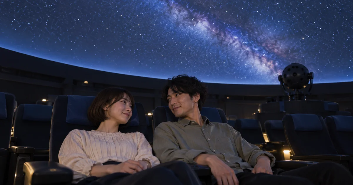 川口市立科学館でデートを楽しむふたりをイメージしたAI画像