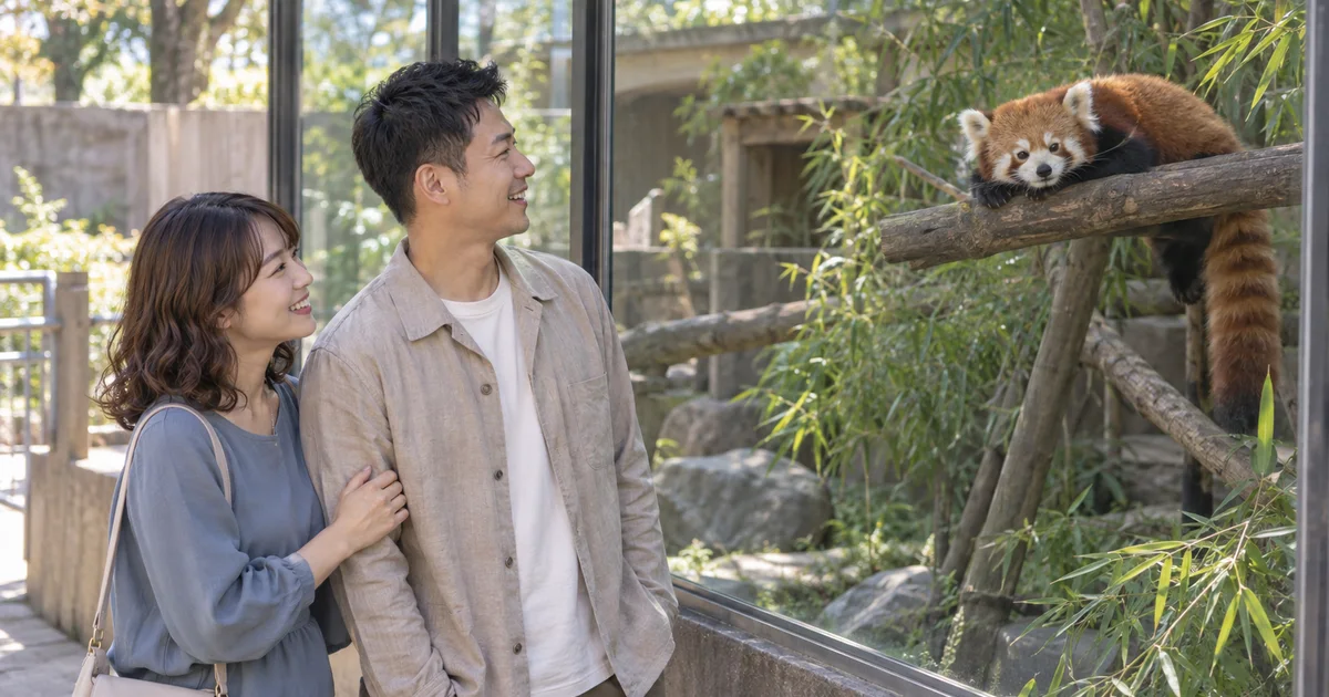 熊本市動植物園でデートを楽しむふたりをイメージしたAI画像
