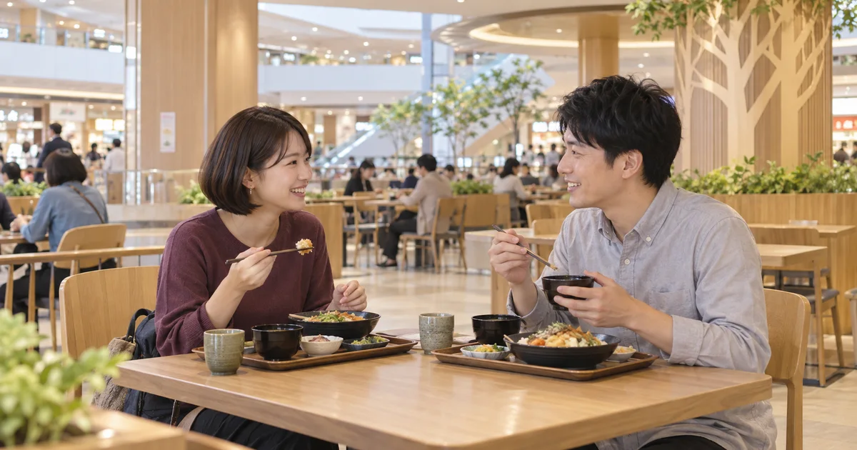 イオンモール羽生でデートを楽しむふたりをイメージしたAI画像