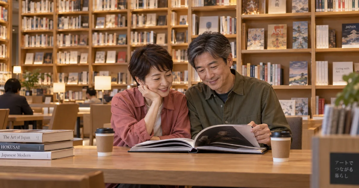 不知火美術館でデートを楽しむふたりをイメージしたAI画像
