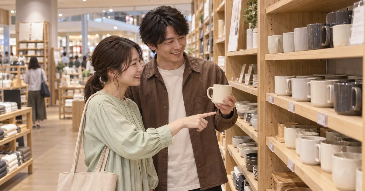 ゆめタウン光の森でデートを楽しむふたりをイメージしたAI画像