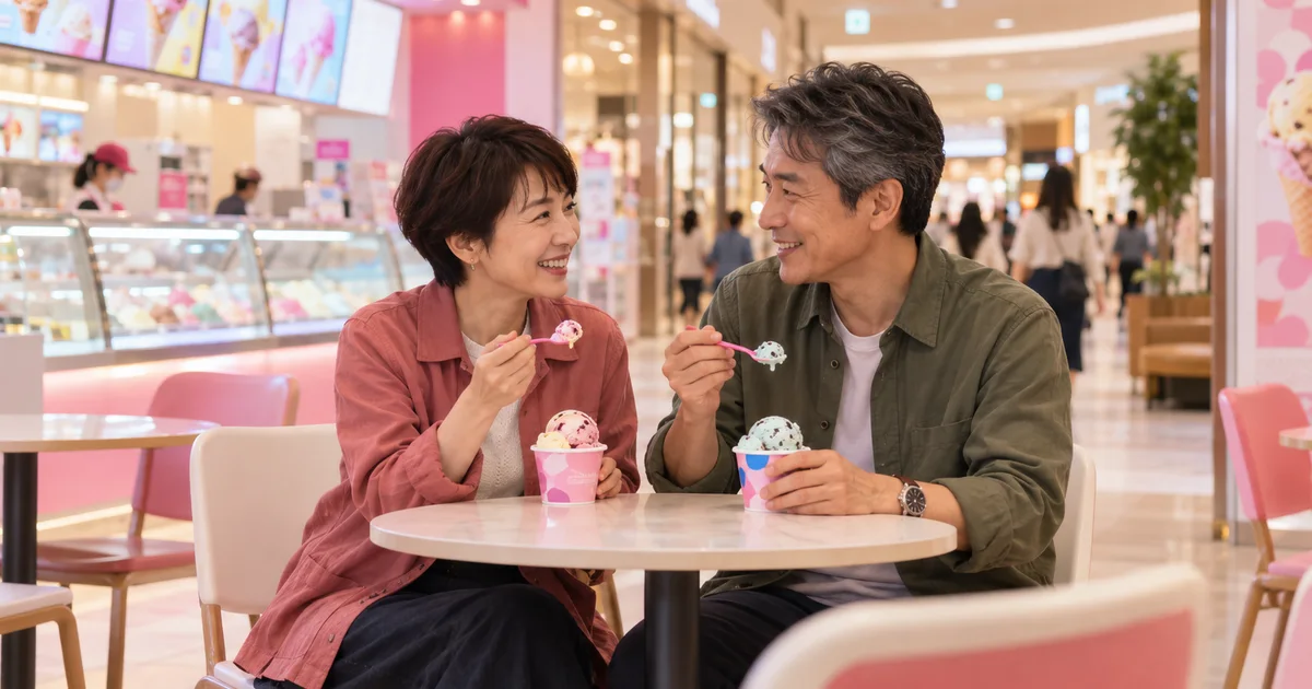 イオンモール宇城でデートを楽しむふたりをイメージしたAI画像