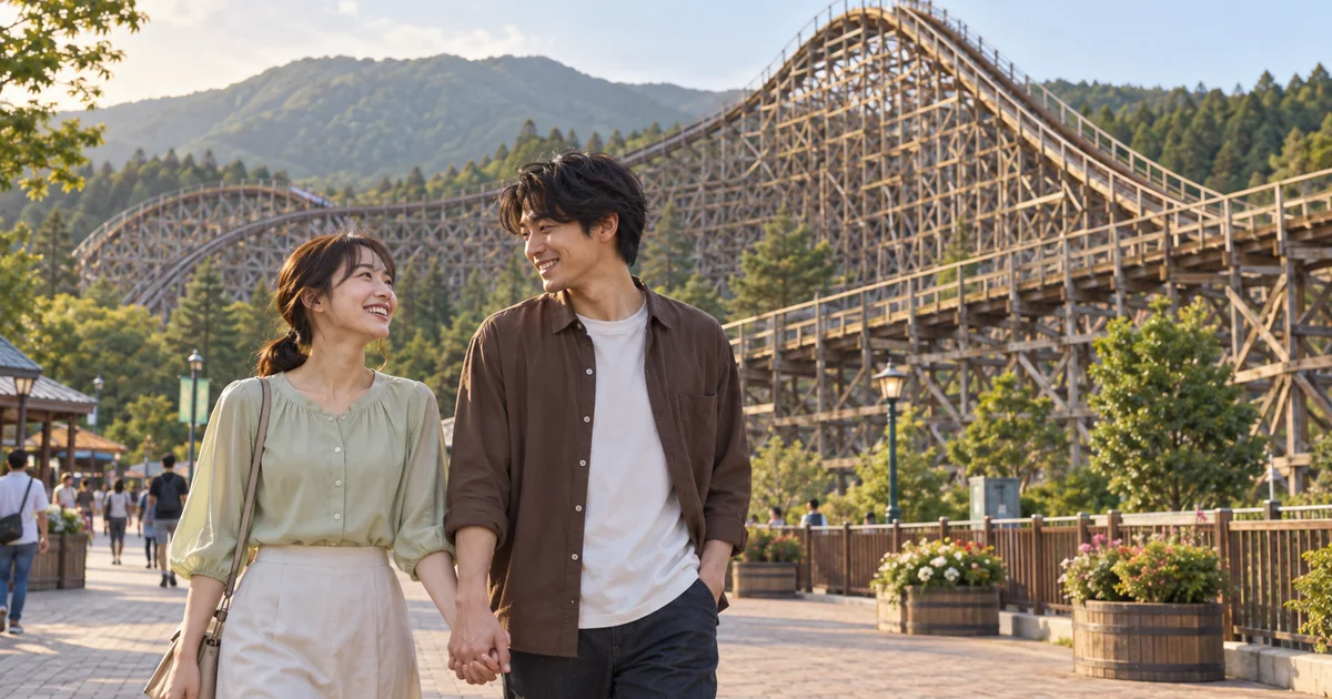城島高原パークでデートを楽しむふたりをイメージしたAI画像