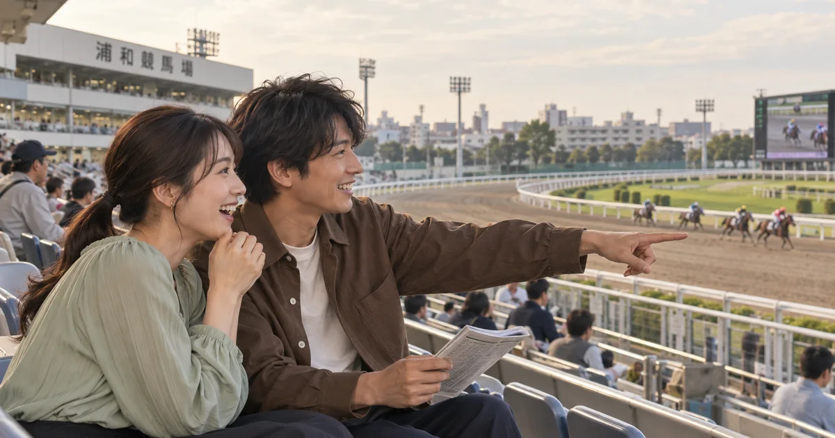 浦和競馬場でデートを楽しむふたりをイメージしたAI画像