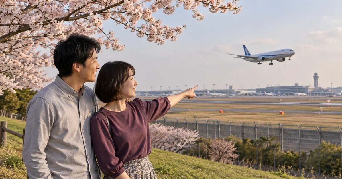 さくらの山公園でデートを楽しむふたりをイメージしたAI画像