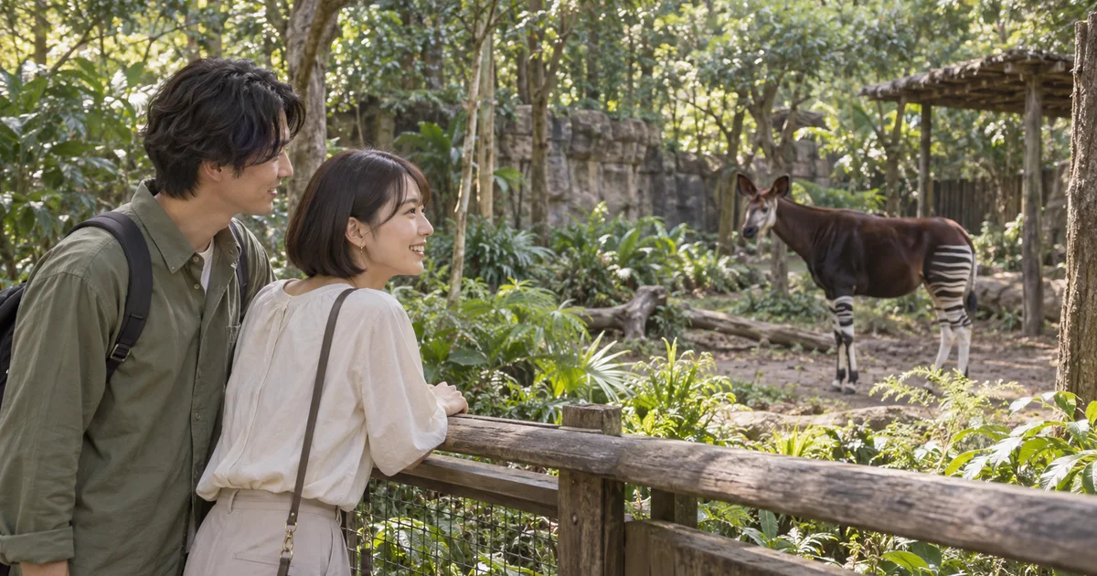 よこはま動物園ズーラシアでデートを楽しむふたりをイメージしたAI画像