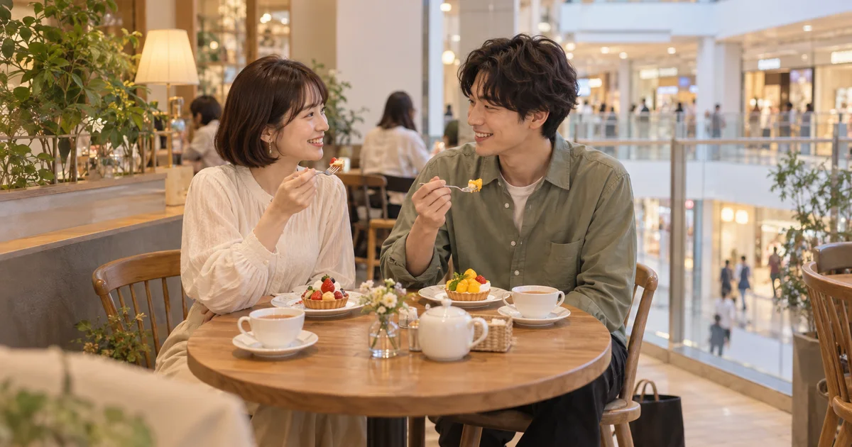 ららぽーとtokyo-bayでデートを楽しむふたりをイメージしたAI画像