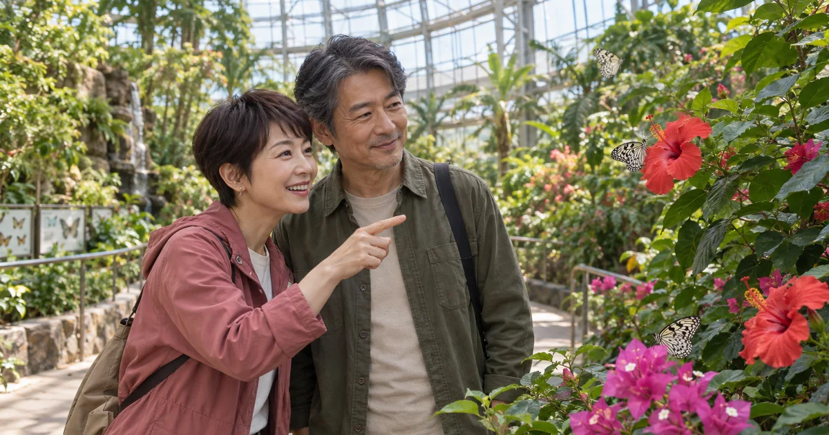 広島市森林公園でデートを楽しむふたりをイメージしたAI画像