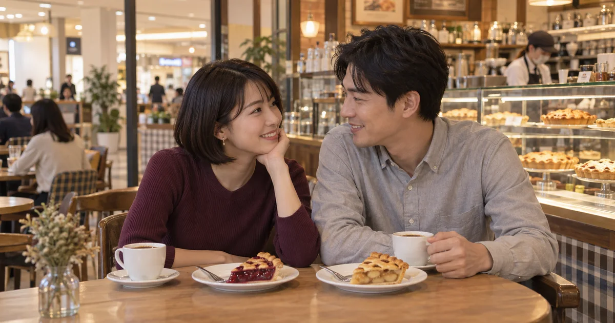 イオンモール船橋でデートを楽しむふたりをイメージしたAI画像