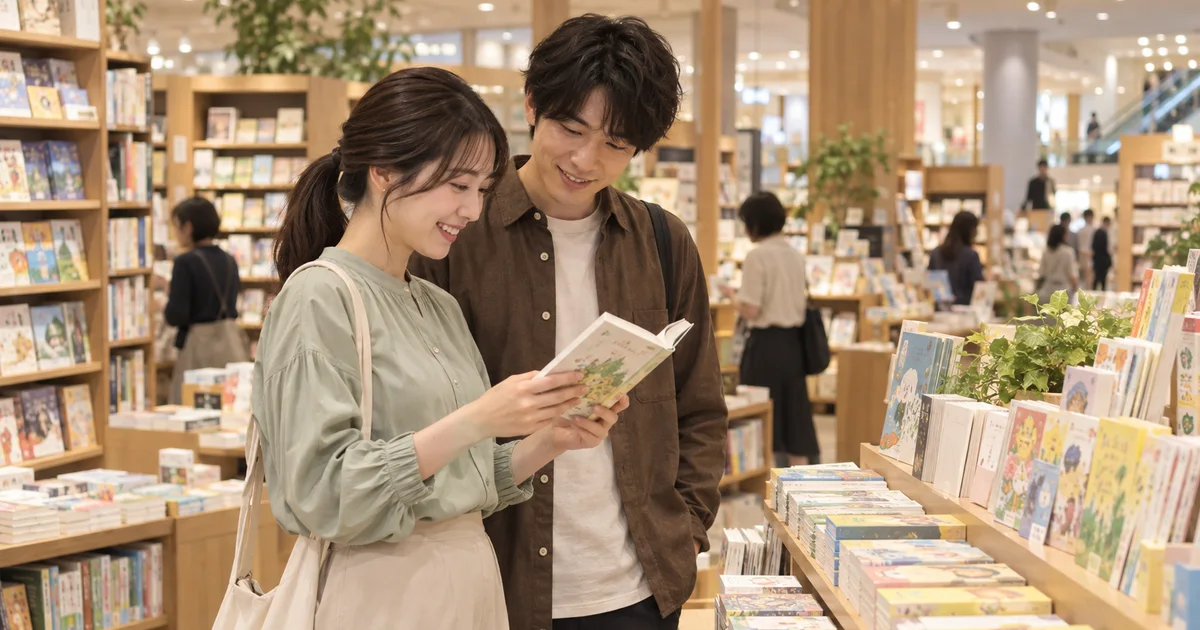 イオン大野城ショッピングセンターでデートを楽しむふたりをイメージしたAI画像