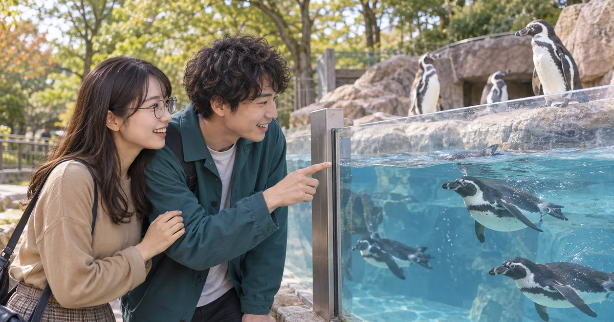 福山市立動物園でデートを楽しむふたりをイメージしたAI画像