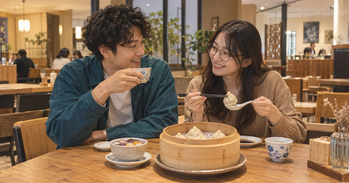 宮交シティでデートを楽しむふたりをイメージしたAI画像