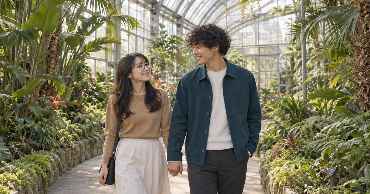 東山動植物園でデートを楽しむふたりをイメージしたAI画像