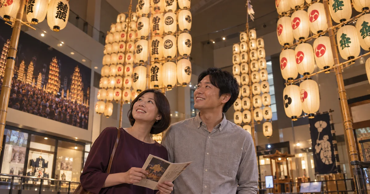 秋田市民俗芸能伝承館でデートを楽しむふたりをイメージしたAI画像