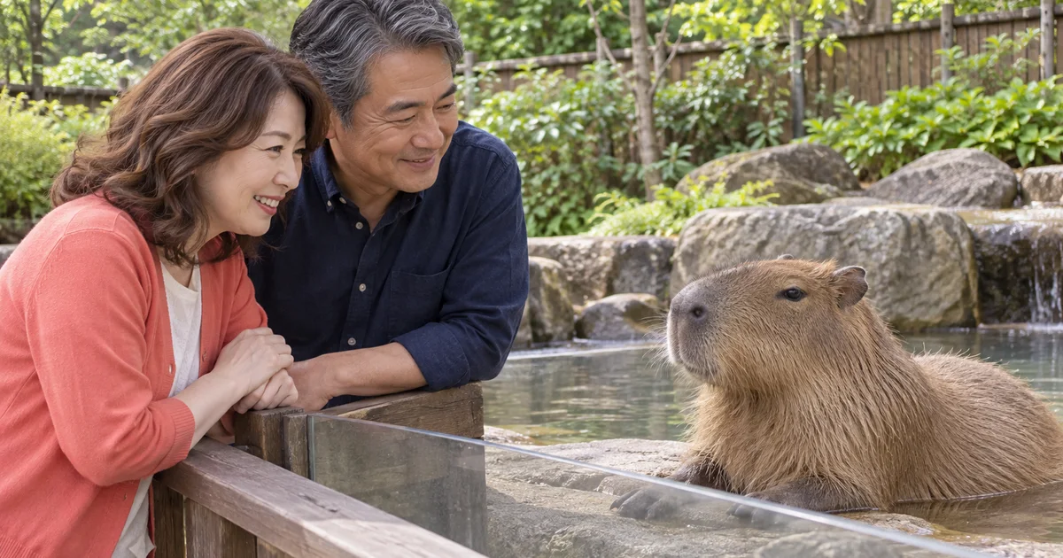 岡崎市東公園動物園でデートを楽しむふたりをイメージしたAI画像
