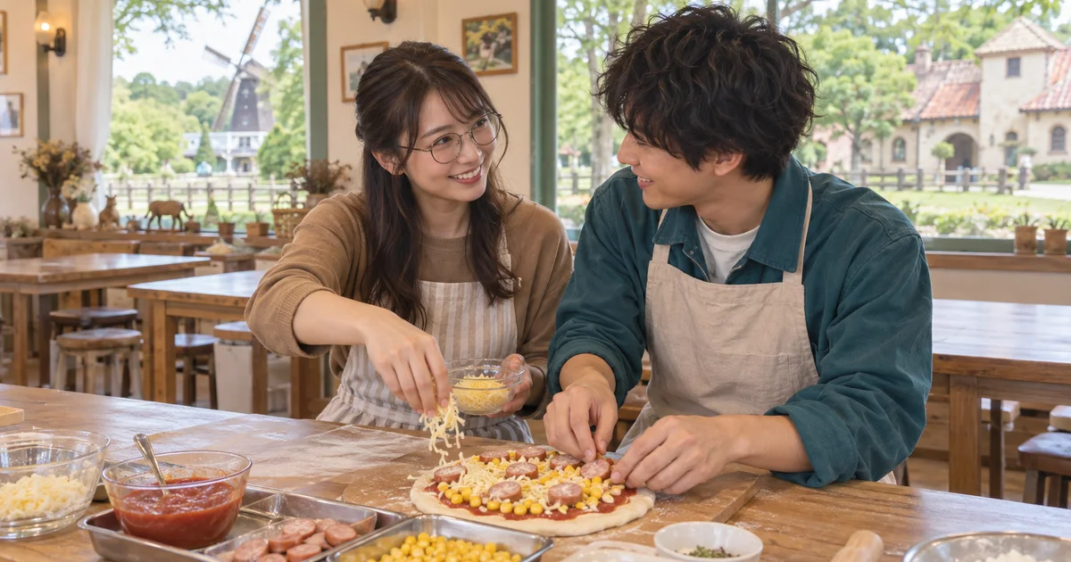 こもれび森のイバライドでデートを楽しむふたりをイメージしたAI画像