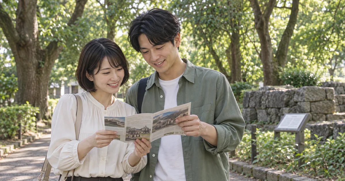 天保山公園でデートを楽しむふたりをイメージしたAI画像