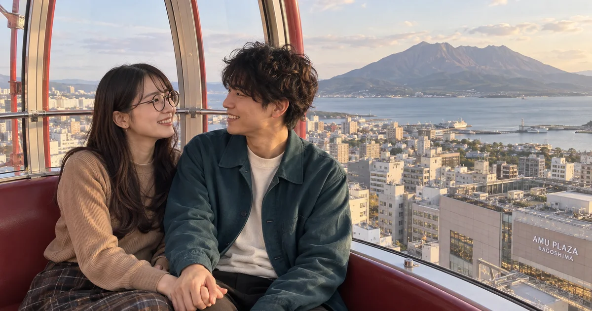 アミュプラザ鹿児島でデートを楽しむふたりをイメージしたAI画像