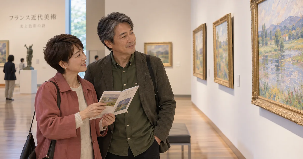 山形美術館でデートを楽しむふたりをイメージしたAI画像