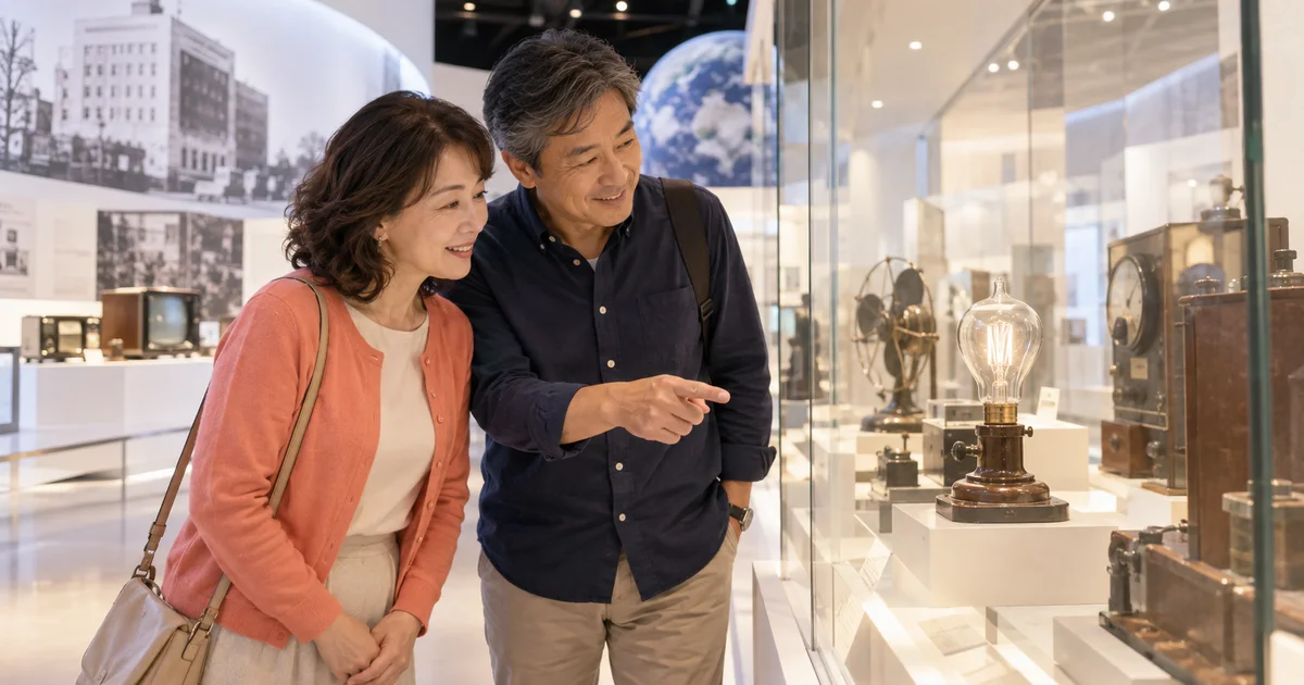 東芝未来科学館でデートを楽しむふたりをイメージしたAI画像