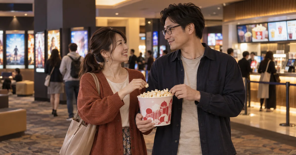 イオンモール土浦でデートを楽しむふたりをイメージしたAI画像