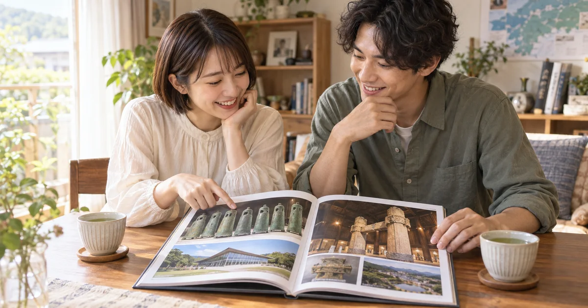 古代出雲歴史博物館への訪問をふたりで計画するAIイメージ