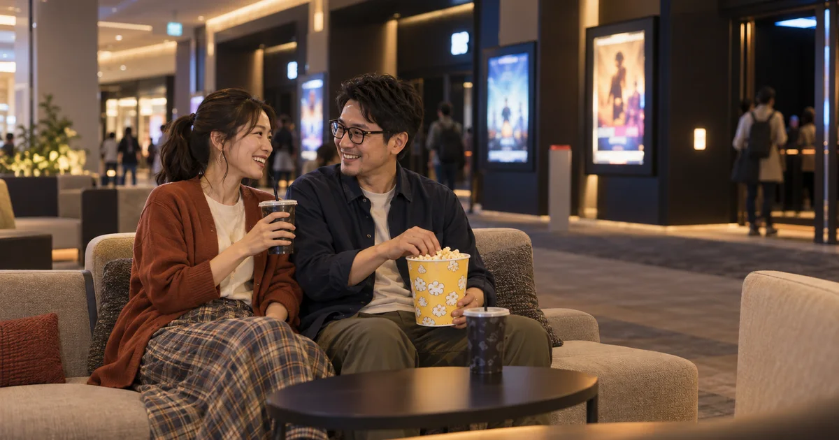 イオンモールkyotoでデートを楽しむふたりをイメージしたAI画像