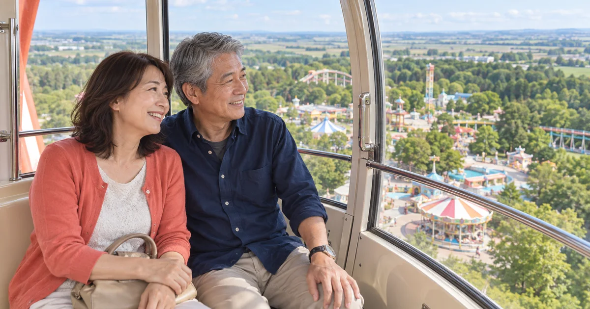 北海道グリーンランドでデートを楽しむふたりをイメージしたAI画像