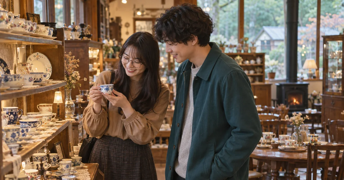 アンナガーデンでデートを楽しむふたりをイメージしたAI画像