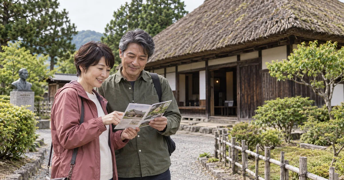 野口英世記念館でデートを楽しむふたりをイメージしたAI画像