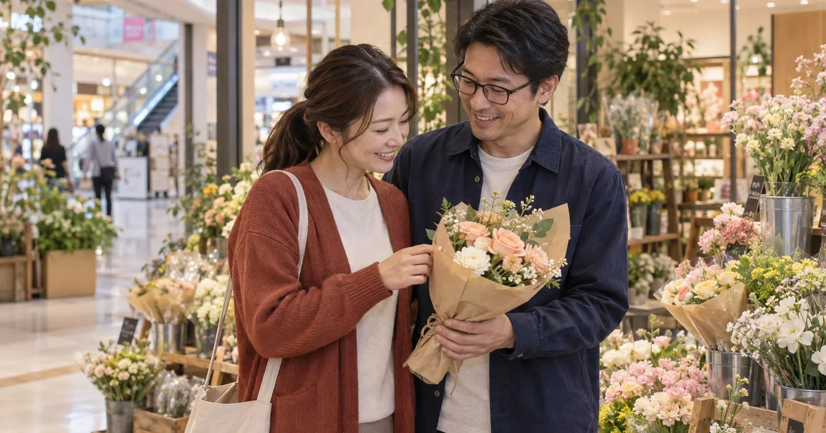 ゆめタウン下松でデートを楽しむふたりをイメージしたAI画像