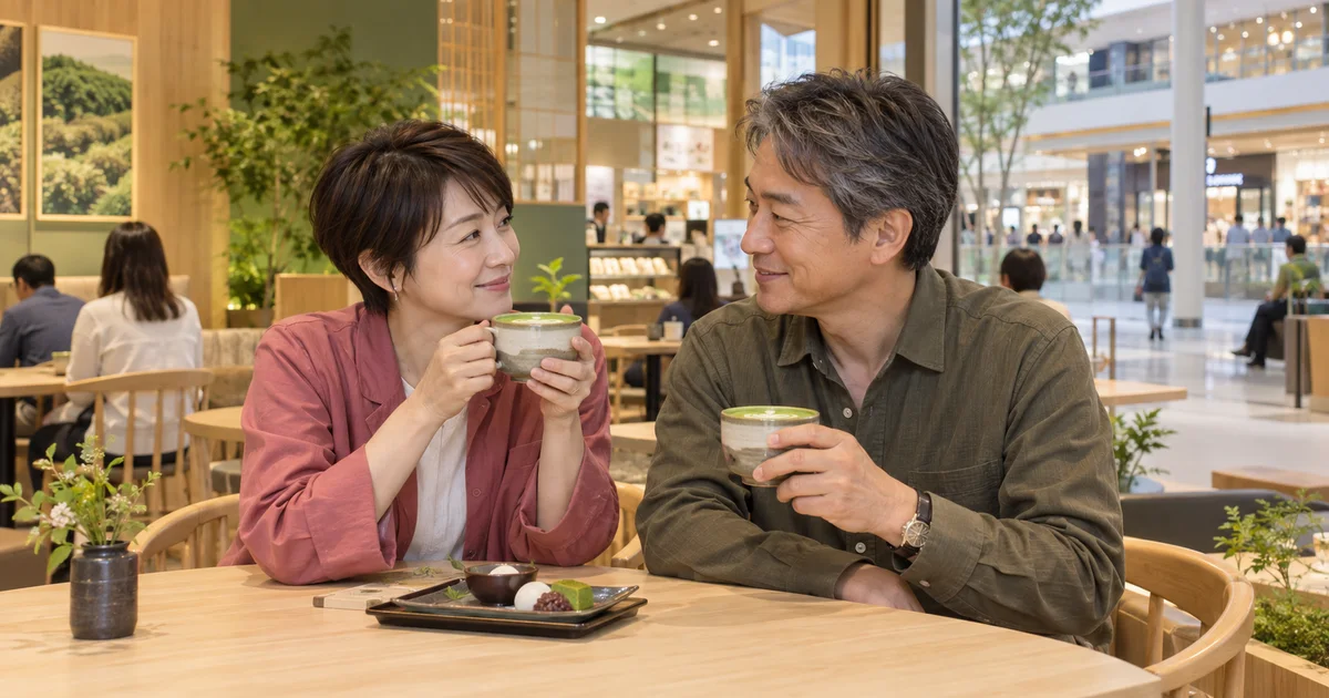 ららぽーと愛知東郷でデートを楽しむふたりをイメージしたAI画像