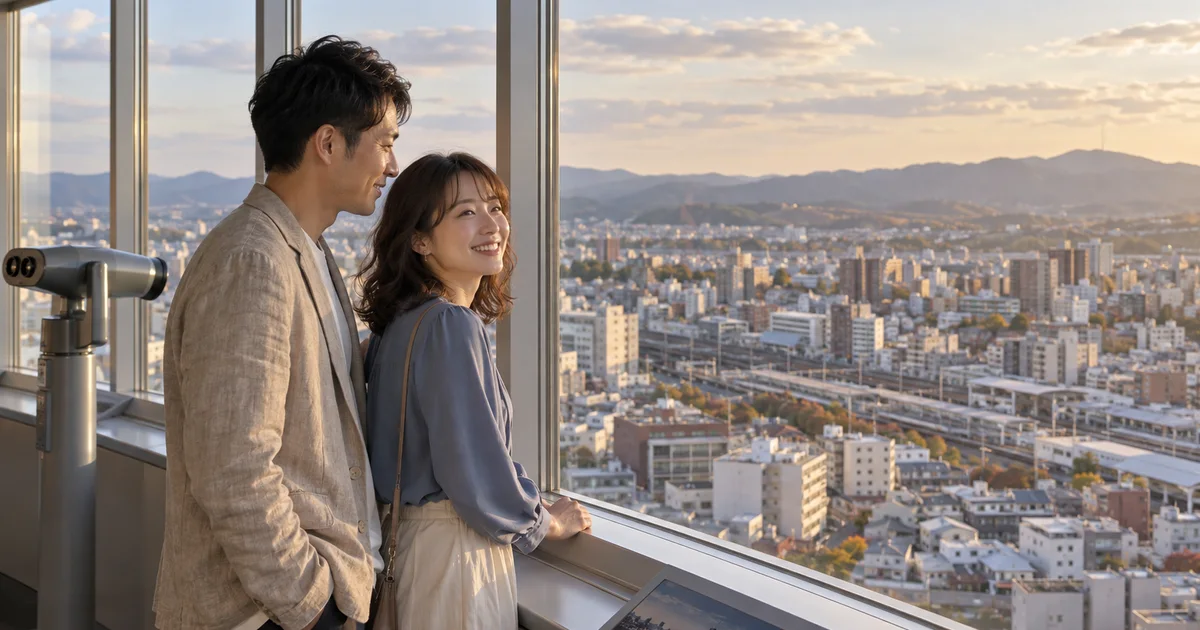 郡山ビッグアイでデートを楽しむふたりをイメージしたAI画像