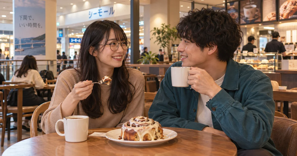 シーモールでデートを楽しむふたりをイメージしたAI画像