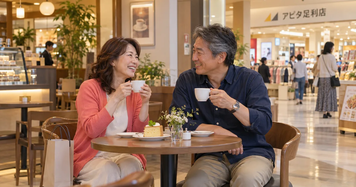 アピタ足利店でデートを楽しむふたりをイメージしたAI画像