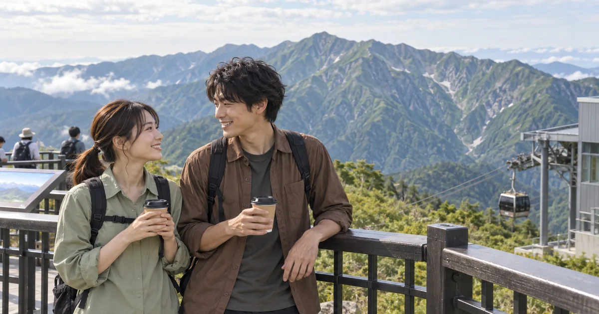 谷川岳でデートを楽しむふたりをイメージしたAI画像