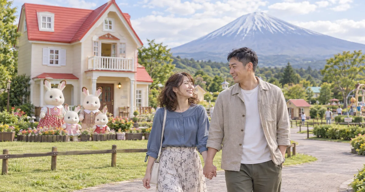 ぐりんぱでデートを楽しむふたりをイメージしたAI画像
