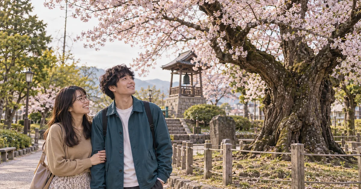 沼田公園でデートを楽しむふたりをイメージしたAI画像