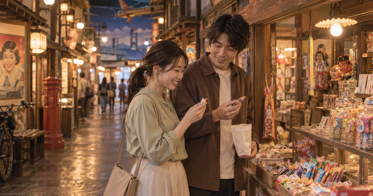 デックス東京ビーチでデートを楽しむふたりをイメージしたAI画像