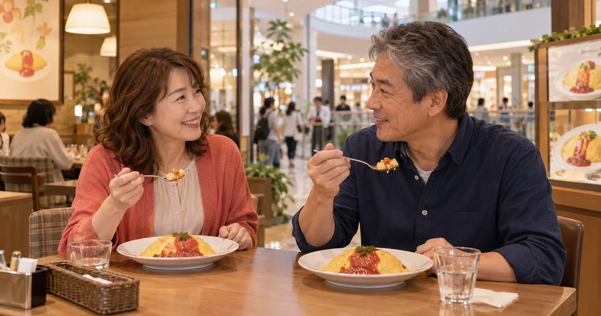 イオンモール高崎でデートを楽しむふたりをイメージしたAI画像
