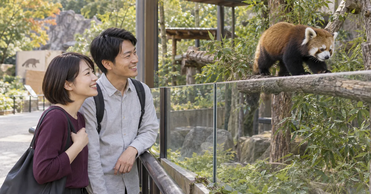 とくしま動物園でデートを楽しむふたりをイメージしたAI画像