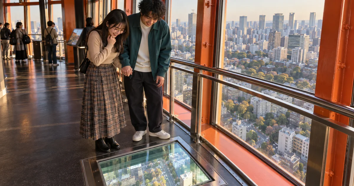 東京タワーでデートを楽しむふたりをイメージしたAI画像