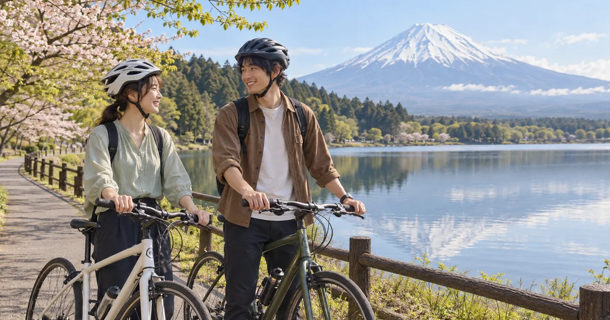 田貫湖でデートを楽しむふたりをイメージしたAI画像