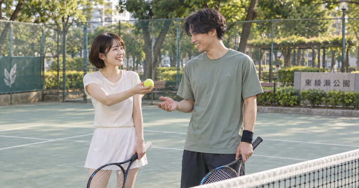 東綾瀬公園でデートを楽しむふたりをイメージしたAI画像