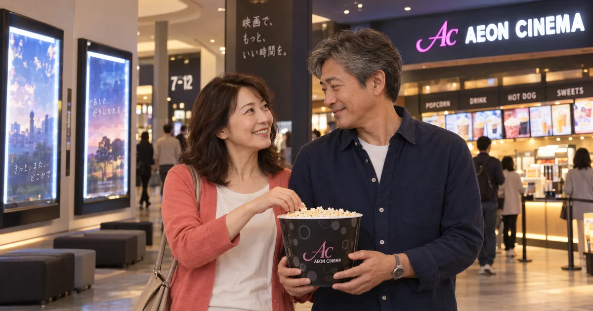 イオンモール綾川でデートを楽しむふたりをイメージしたAI画像