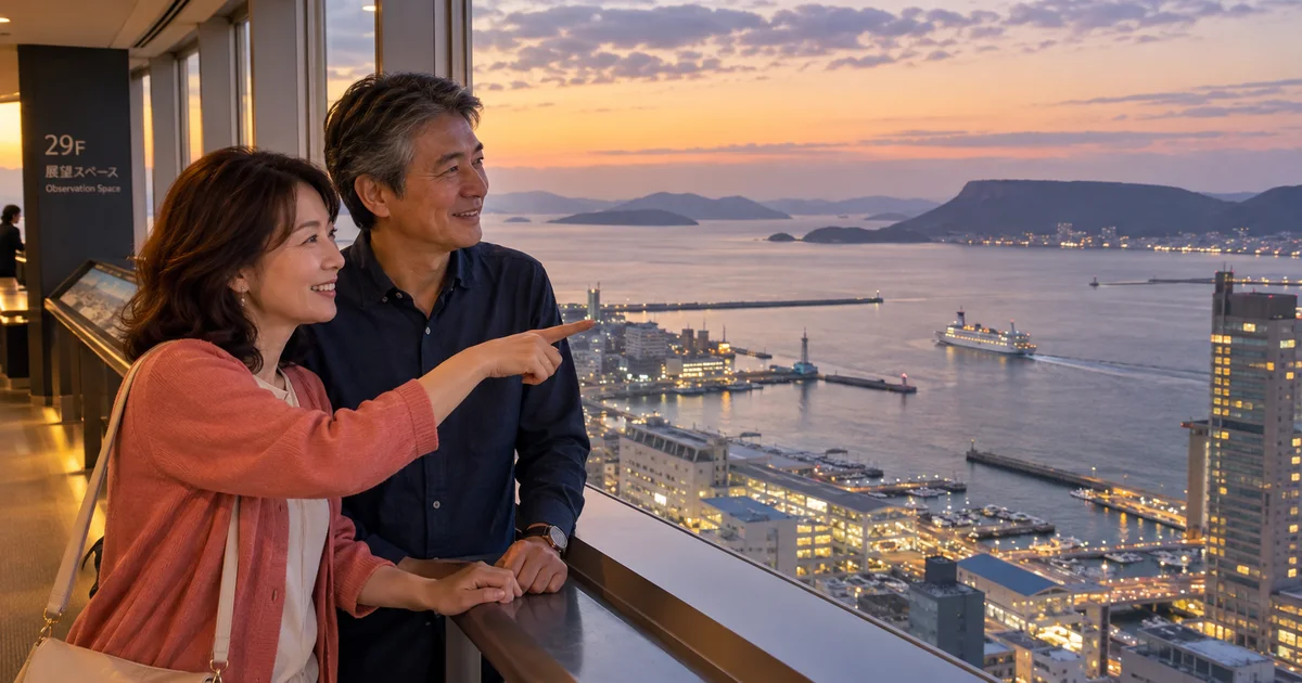 マリタイムプラザ高松でデートを楽しむふたりをイメージしたAI画像
