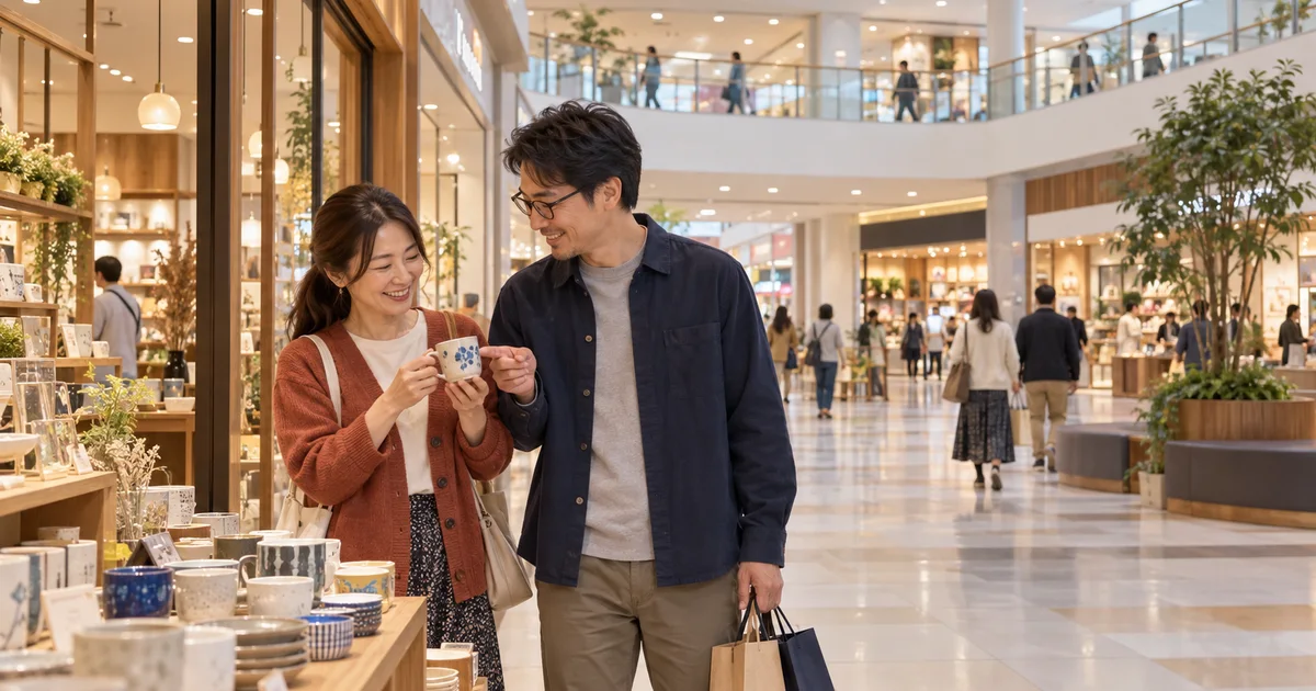イオンモールとなみでデートを楽しむふたりをイメージしたAI画像